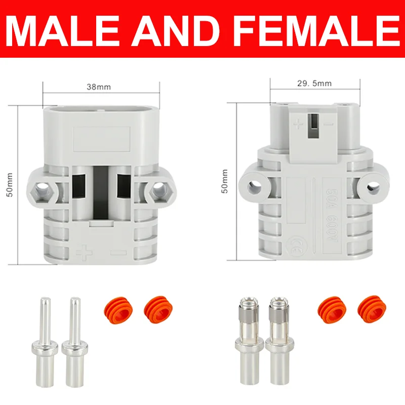 

5/20/100 Sets Anderson Style Parking Air Conditioner 50A 600V Male And Female Butt Plug Connector High Current Docking Socket