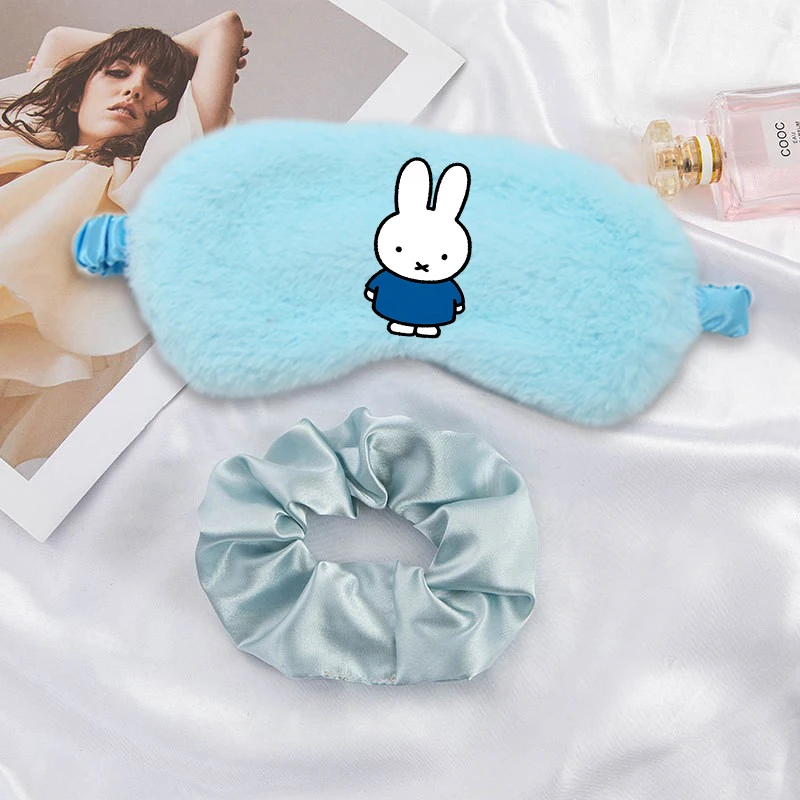 

Cute Miffyed Lint Eye Mask Sleep Fashion Cartoon Soft Rabbit Fur Blindfold Light Blocking Exquisite Comfortable Eyeshade Gifts
