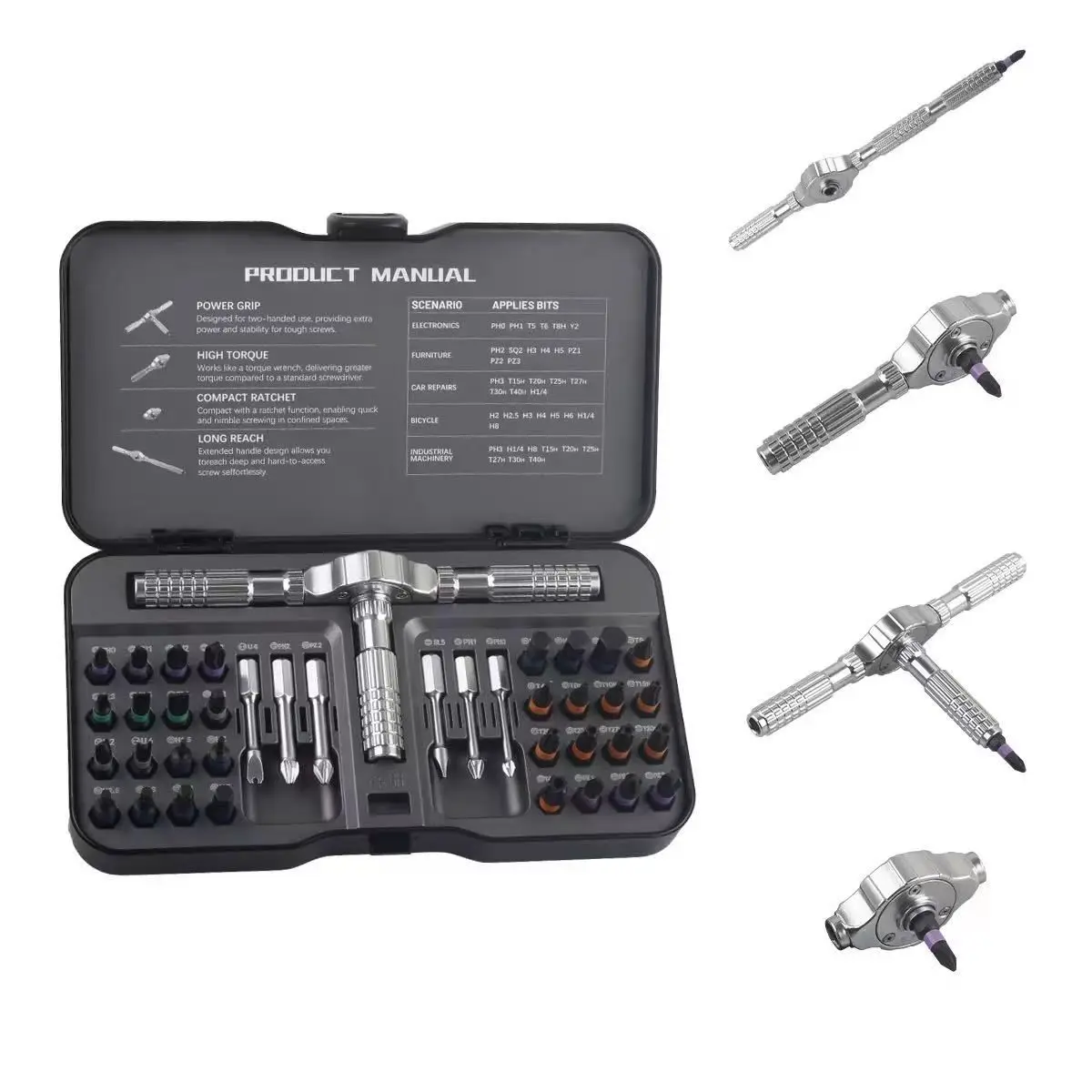 

40-in-1 Ratcheting Screwdriver Set with Sockets & Bits, Multi-Function Home Tool Kit for DIY Repair - Compact Case Included