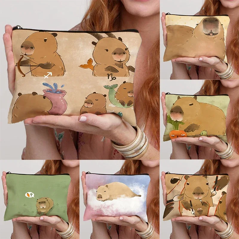 Capytonton Makeup Pouch Capybara Travel Organizer Cute Cosmetic Bag Neseser Para Mujeres Maquillaje Cosmetic Organizer Gift Kids