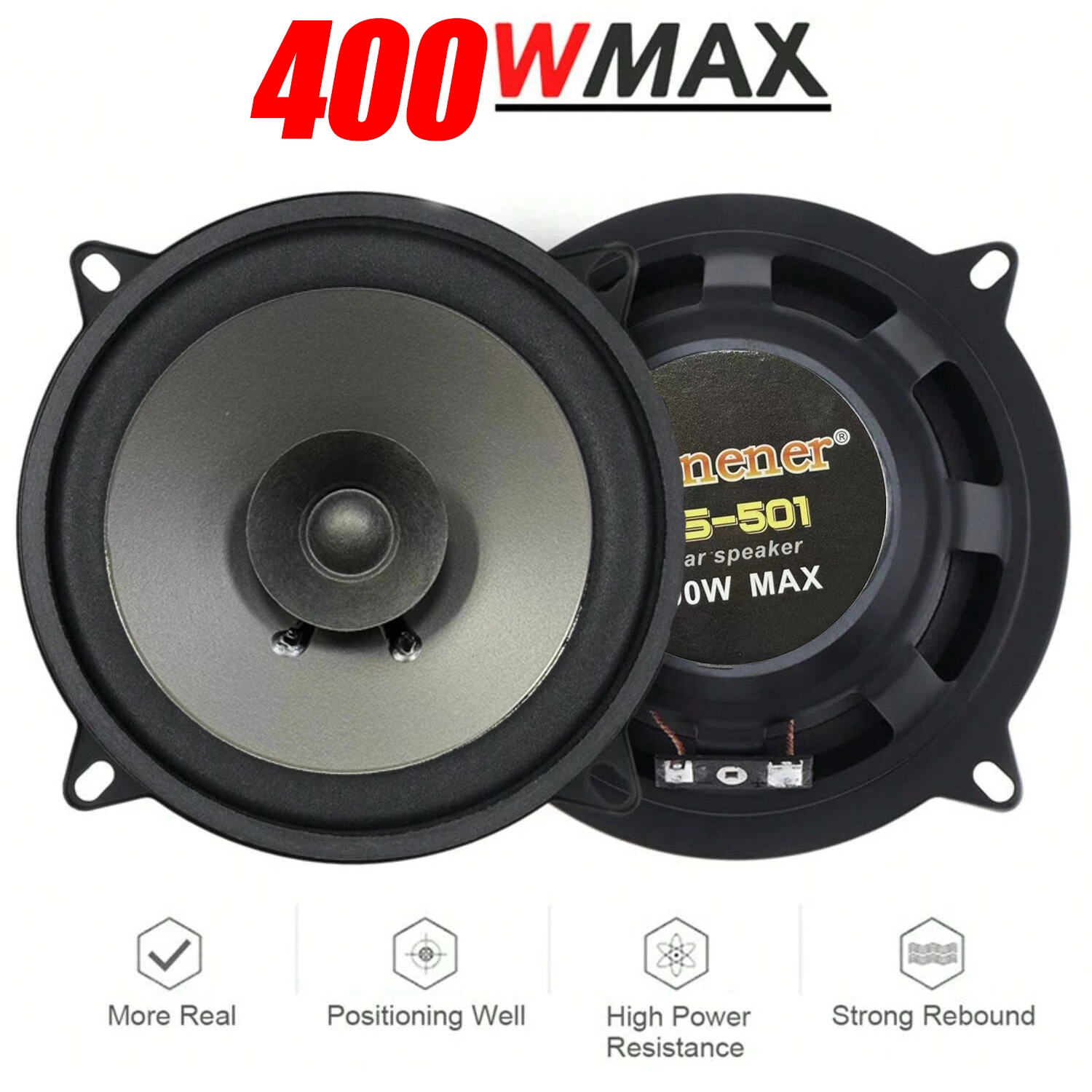 Altavoces para coche de 4/5/6 pulgadas, 300-600W, 2 vías, puerta de vehículo, Audio automático, música, estéreo, Subwoofer, altavoces automotrices de frecuencia de rango completo