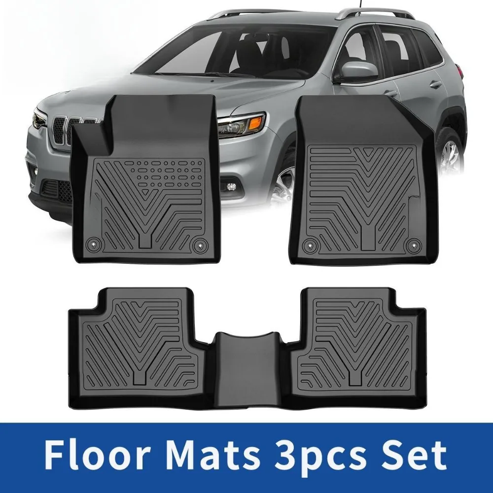 Floor Mats for 2015-2023 Jeep Cherokee All Weather Front & Rear TPE Floor Liners