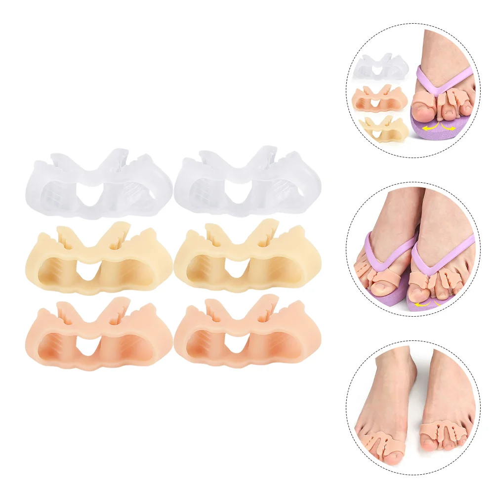 

3 Pairs Sandals Toe Splitter Spacers for Bunions Pads Rabbit Silicone Feet Separator Foot Separators Overlapping Corrector