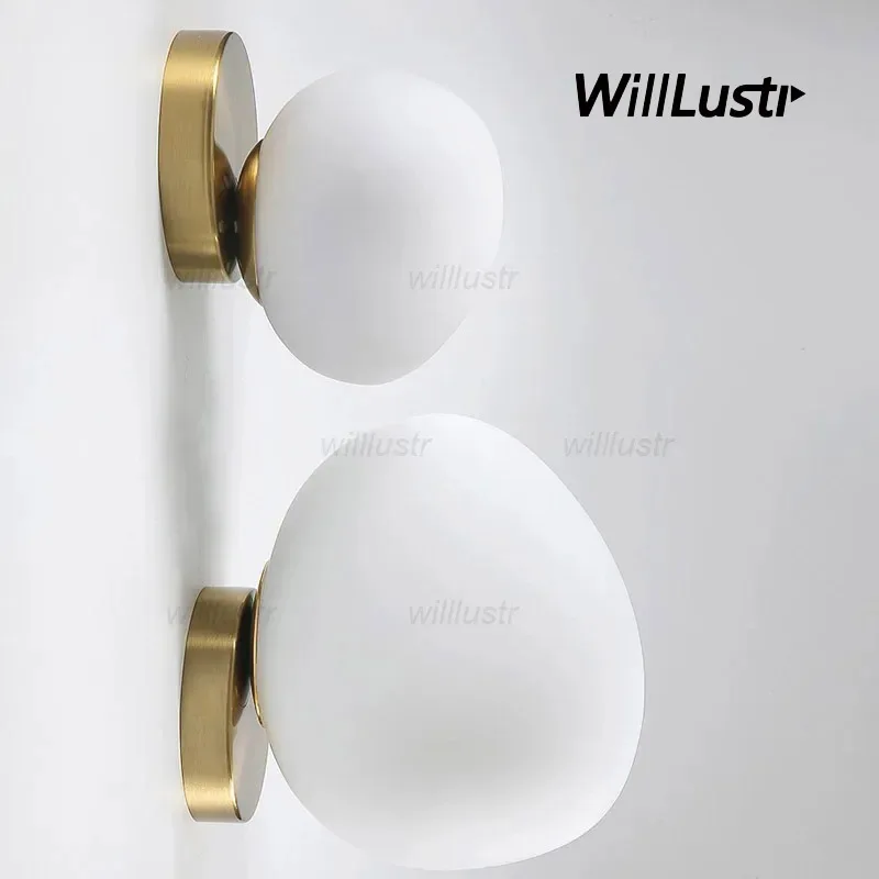 

Milk White Glass Wall Lamp Irregular Sconce Hotel Cafe Restaurant Dinning Bedroom Bar Aisle Luxury Gold Metal Lighting