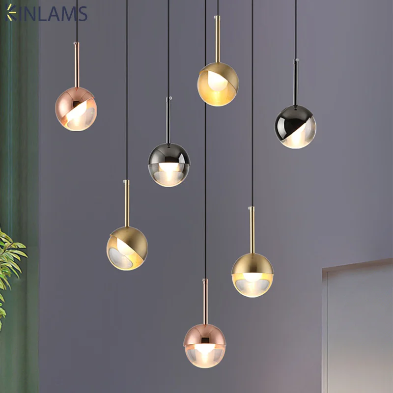 

Nordic Crystal Ball Ceiling Pendant Lamps Rose Gold LED Lustre Chandelier Lighting Bar Restaurant Table Light Bedroom Decoration