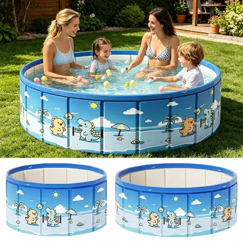90/120/160cm Foldable Non-Slip Swimming Pool With Drain Hose Foldable Pool Outdoor Bath Tub Non-Slip Kid Pool Kiddie Water Pool