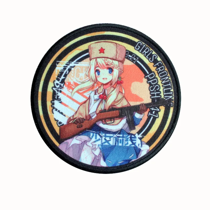 Anime Tactical Game Girls Frontline Round Printing Badges Two-dimensional Gungirl Characters Stickers Patches for Clothing