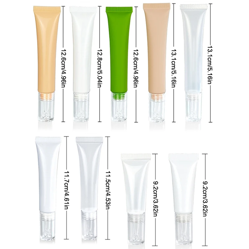 10/15/20 جرام أنابيب مستحضرات التجميل الناعمة واقية من الشمس كريم غسول الأساس السائل زجاجات إعادة الملء حمض الهيالورونيك قطارة زجاجة فارغة
