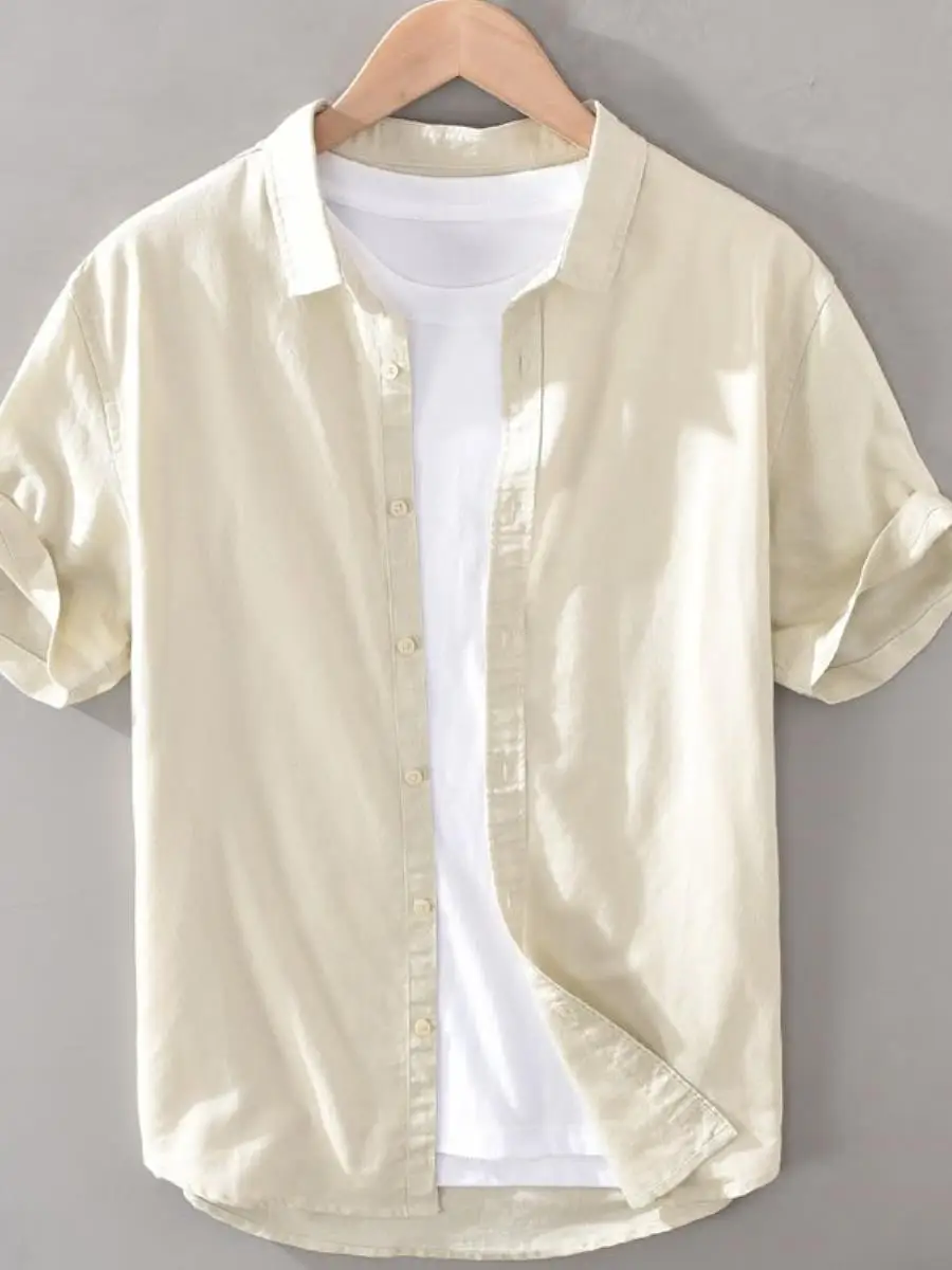 casual-cotton-linen-short-sleeve-shirt-men's-summer-wear-youth-leisure-linen-material-top-men's-summer-outfit-linen-pocket-ha