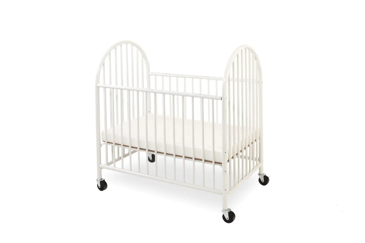 LA Baby Arched Metal Compact Crib White