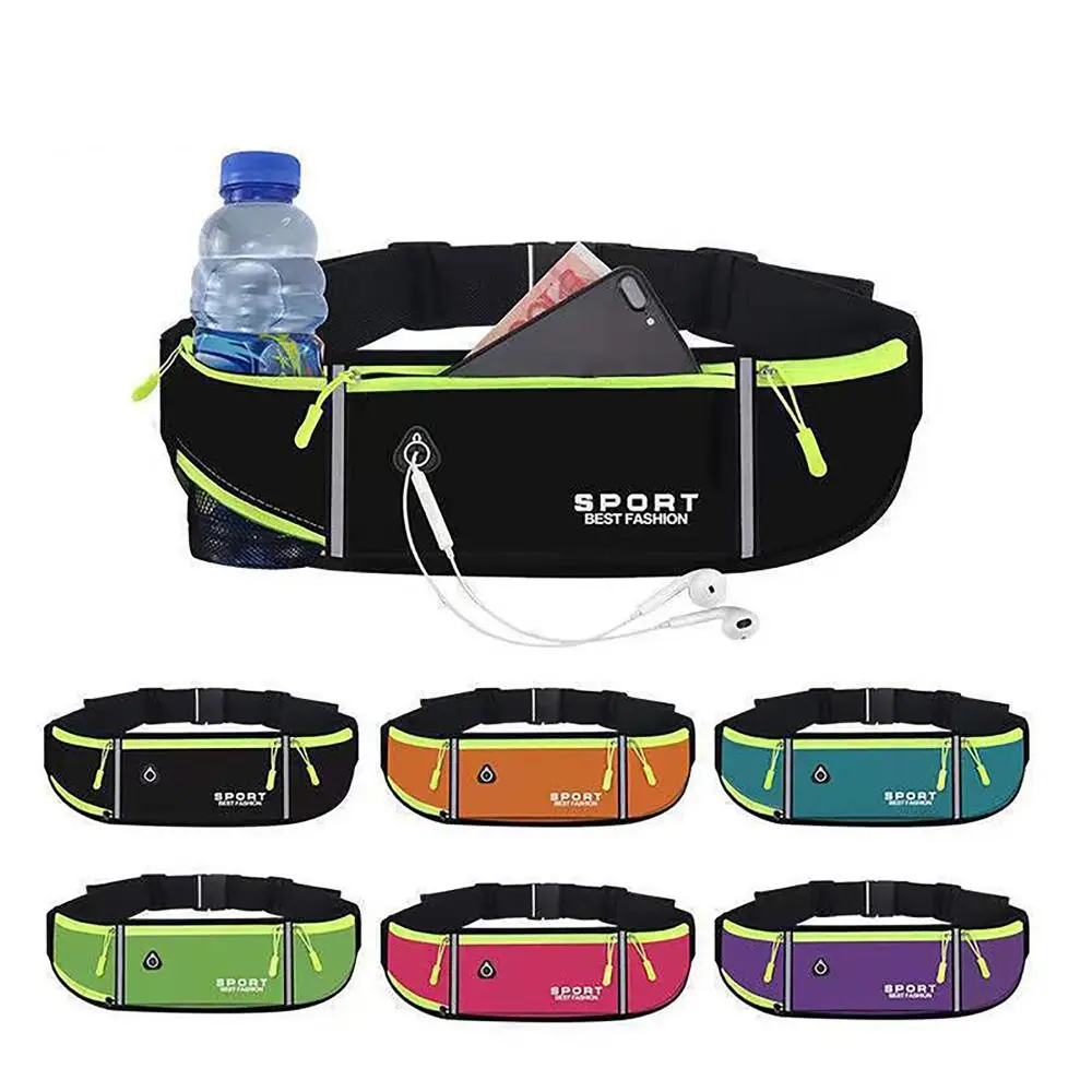 Nylon Running Waist Bag Running Belt Wear-resistant Fanny Pack with Reflective Tape Phone Sport Belt Outdoor Riding Fitness