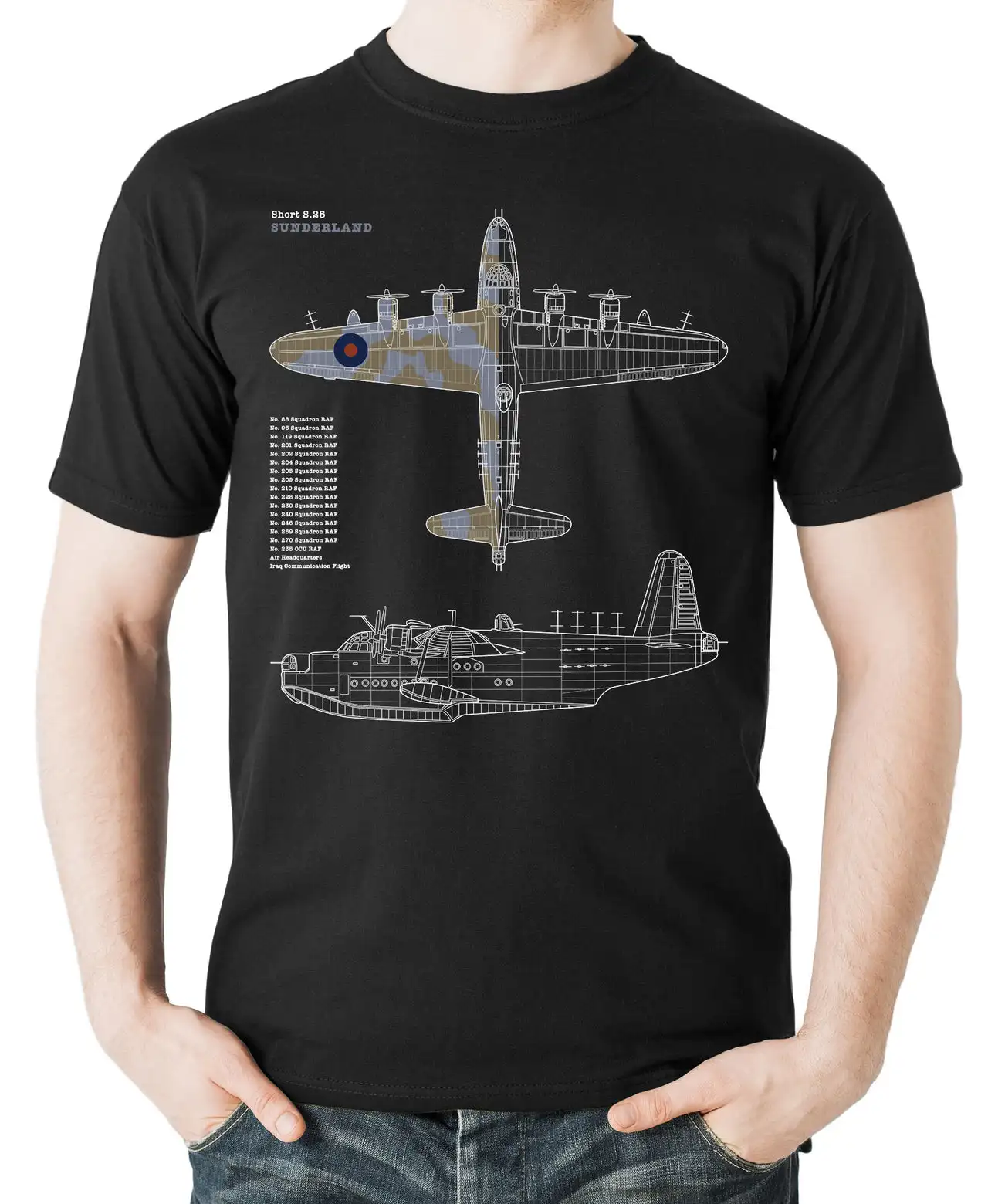 WWII RAF Sunderland Flying Boat Patrol Bomber T-Shirt 100% Cotton O-Neck Summer Short Sleeve Casual Mens T-shirt Size S-3XL