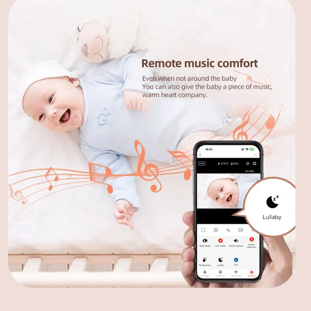 1080P Tuya Cry Detection Wireless Baby Monitor Temperature Display Feeding Remind Babysitter Nanny Cam Intercom Baby Camera  ﻿