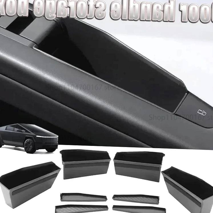 

New! Car Door Side Storage Box TPE Front Rear Door Handle Organizer Tidying Car Door Slot Car Accessories for Tesla Cybertruck 2