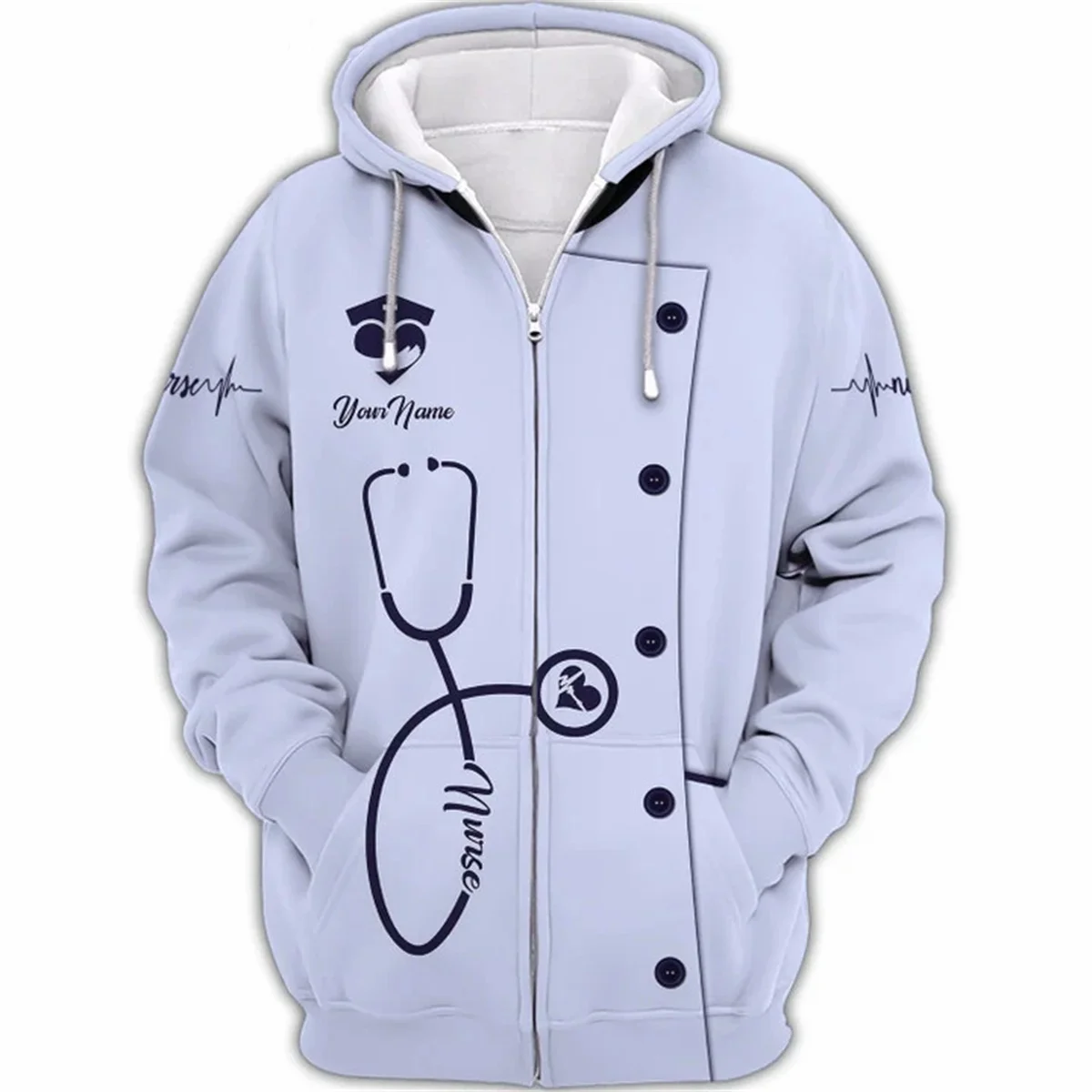 NURSING CUSTOM NAME GIFT FOR NURSES PINK UNIFORM 3D Hoodie Women Men Sweatshirt Streetwear Zip Pullover Casual Jacket Tracksuits