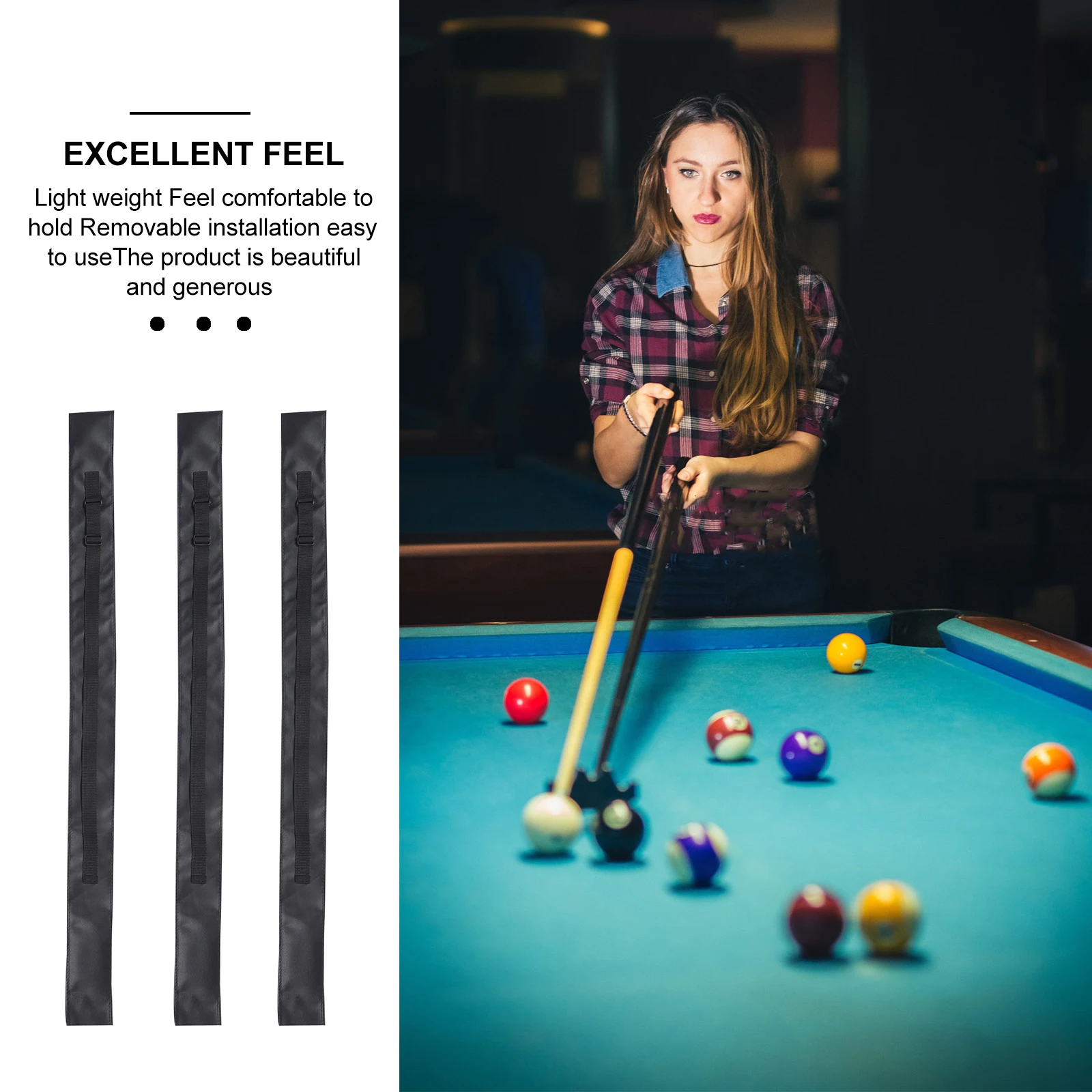 

Durable PU Pool Cue Case Adjustable Strap Protective Billiard Stick Pouch Portable Cue Holder Pool Stick Pouch