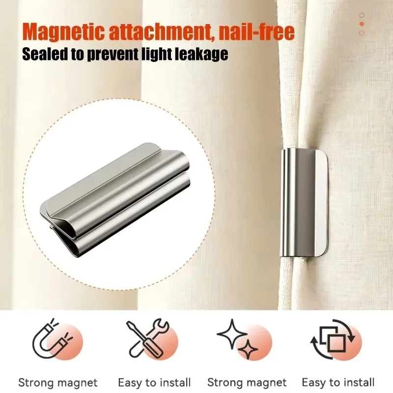4/8pairs Curtain magnetic closure clip Sunshade closure buckle door curtain gap fixing buckle curtain decoration accessories