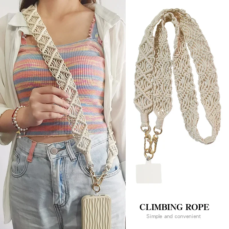 Long Crossbody Lanyard Mobile Phone Hanging Cord Anti Loss Backward Hollow Diamond Vintage Style Strap Universal Phone Lanyard