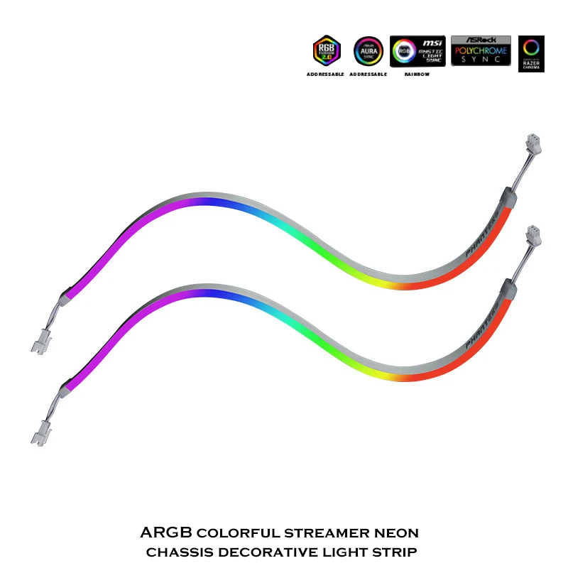 Phanteks RGB Neon Light LED Strip Bar 5V ARGB Support ASUS/GIGA M/B. SYNC PC Case Decoration 40cm/55cm/100cm