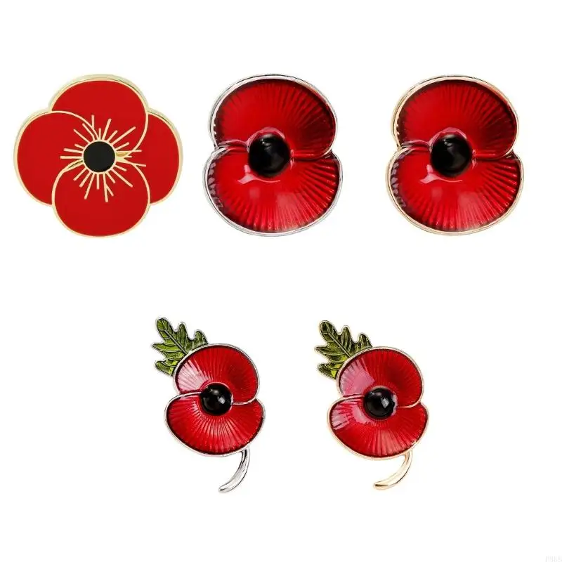 

P88B Unique Flower Pattern Brooch Memorial Brooch Elegant Poppies Brooch