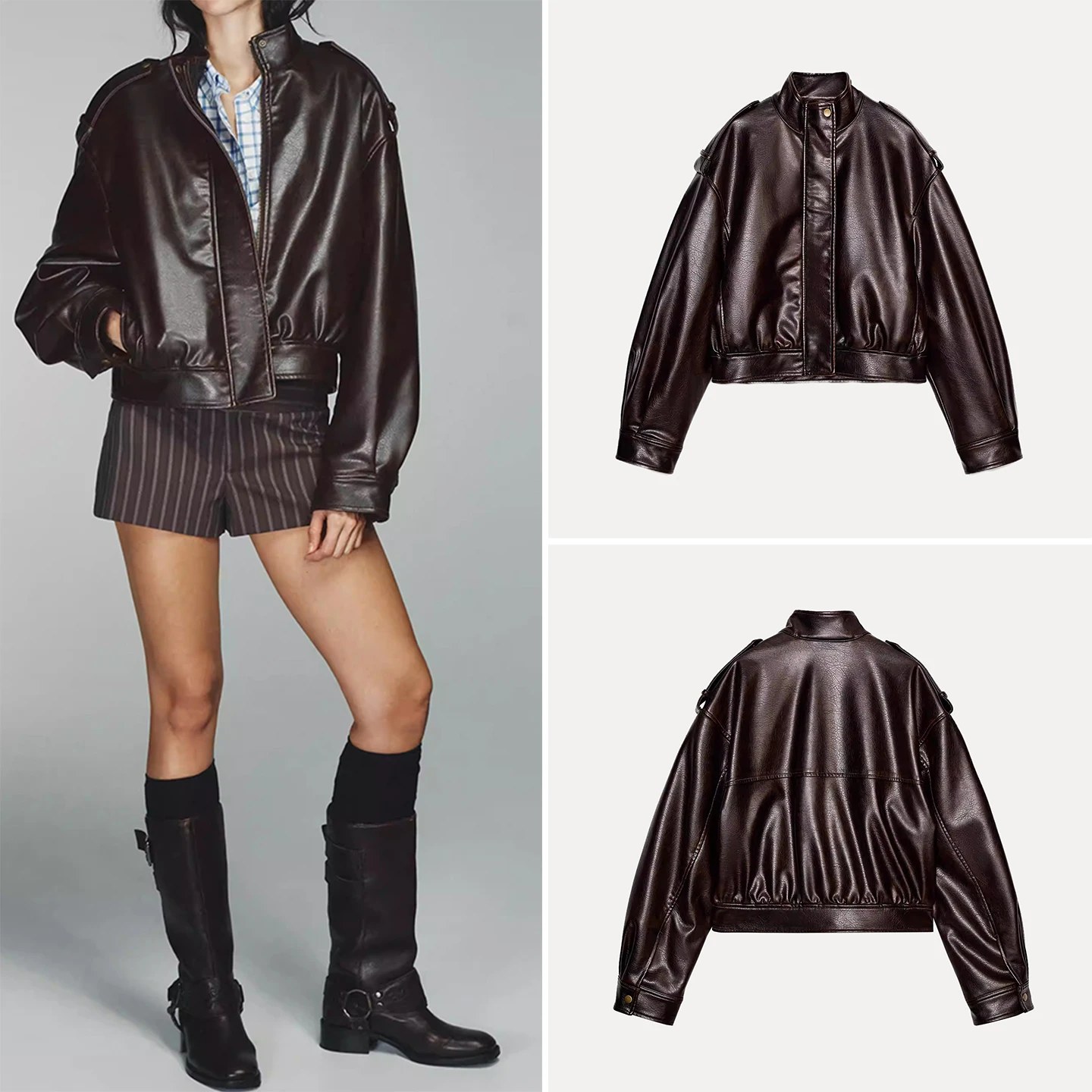 

Модная женская куртка с воротником-стойкой, простой дизайн, зимняя новинка, бренд Z, короткая верхняя одежда