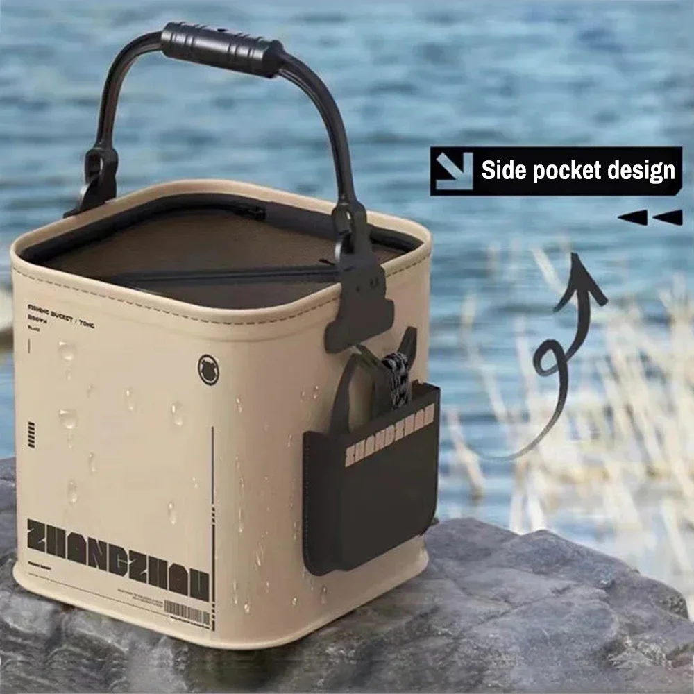1-2PCS 8/13L Multi-Purpose Collapsible Fishing Bucke Water Pail  Durable Portable Handheld Bucket With Lid for Outdoor Camping