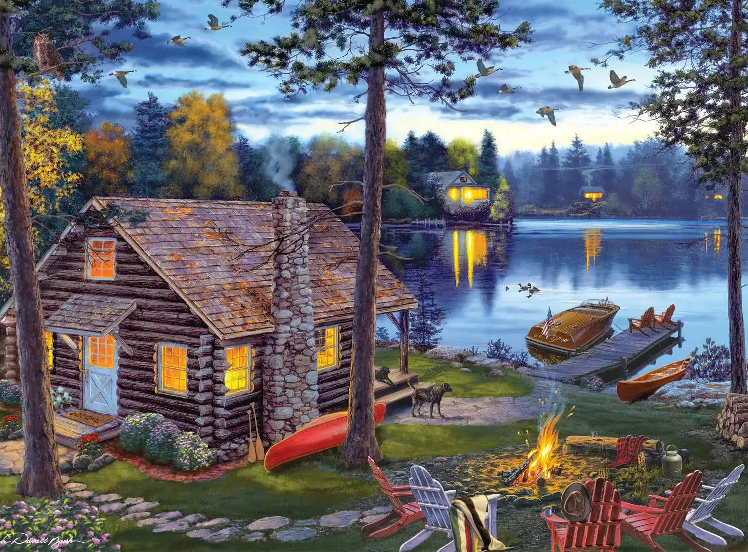 300/500/1000 Pcs Jigsaw Puzzle lake house Wooden puzzle Calming Sensory Activity Unique Housewarming Gift for New Home Owners