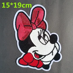 1pcs Brand New Sequin Bow Minnie Applique Cartoon Bow Sticker Hand Sew DIY Patchwork Embroidery Patch Clothes Dress Clothing