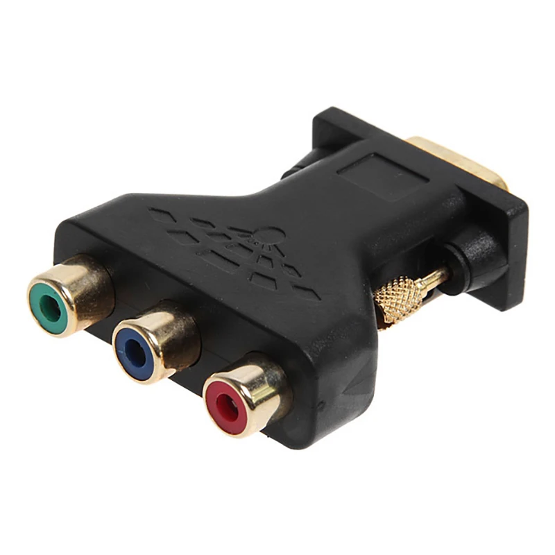 HD15-Pin Vga Male to Rca Female Adapter VGA to 3 RCA AV Converter for PC Computer