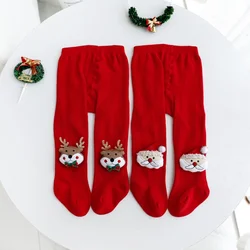 Lawadka 2piece/set Infant Baby Girl Tights Christmas Newborn Pantyhose for Girls Cotton Red Santa Claus Knitted Girls Stockings