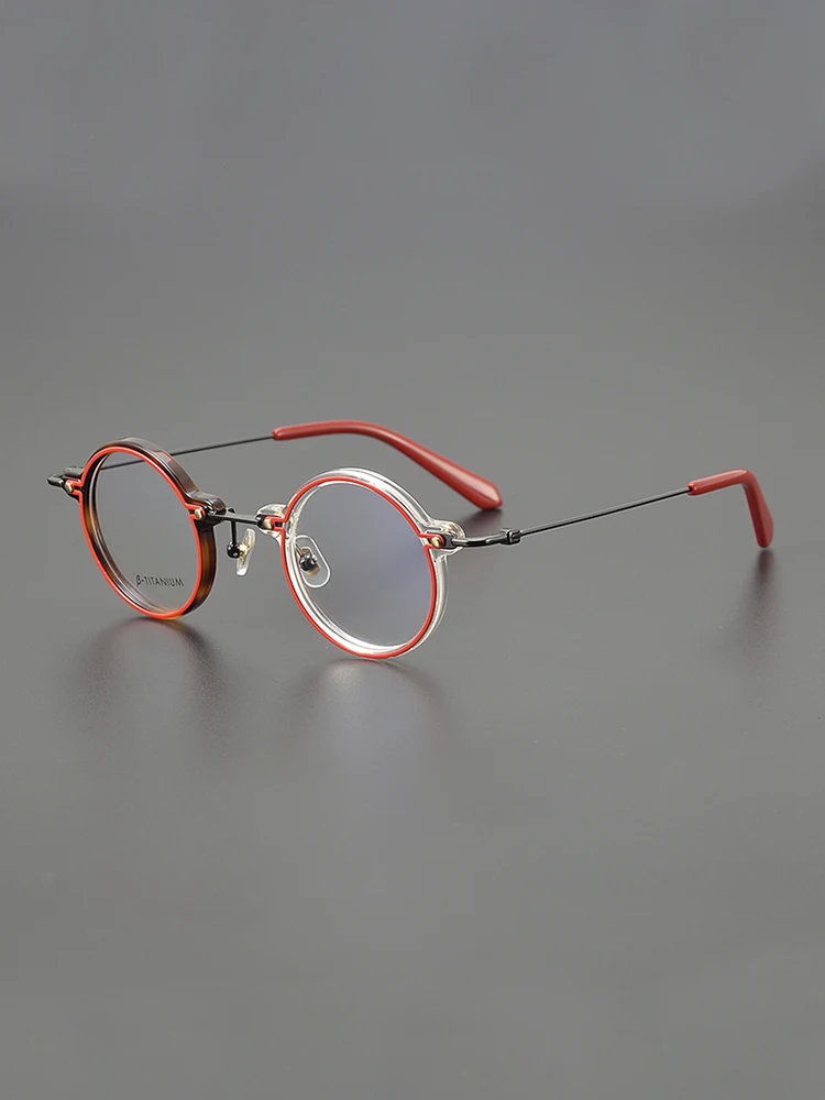 

Niche retro literary ultralight titanium glasses frame designer personality small round frame optical prescription myopia glasse