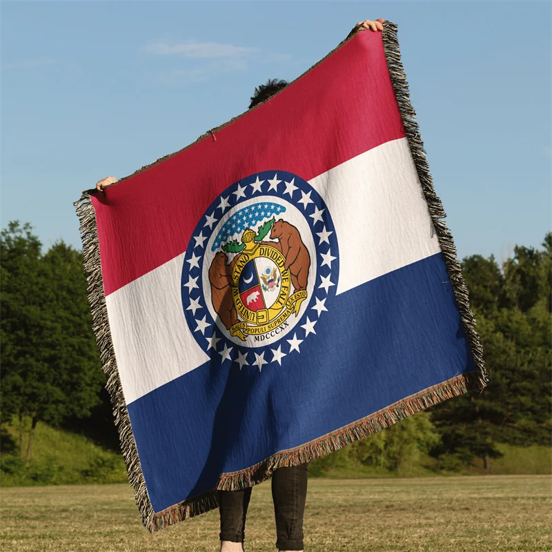 Gaslight Gatekeep Girlboss Missouri United States of America Jacquard Fringed Woven Throw Blanket