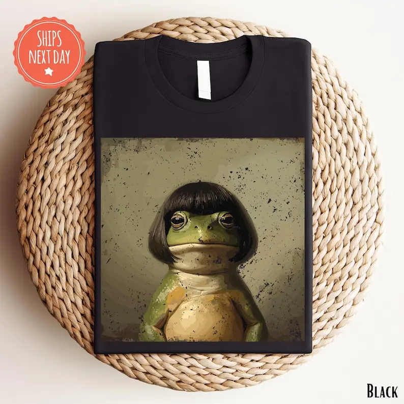 Funny Frog Bob Haircut Meme Shirt, Quirky Hilarious Animal Tee