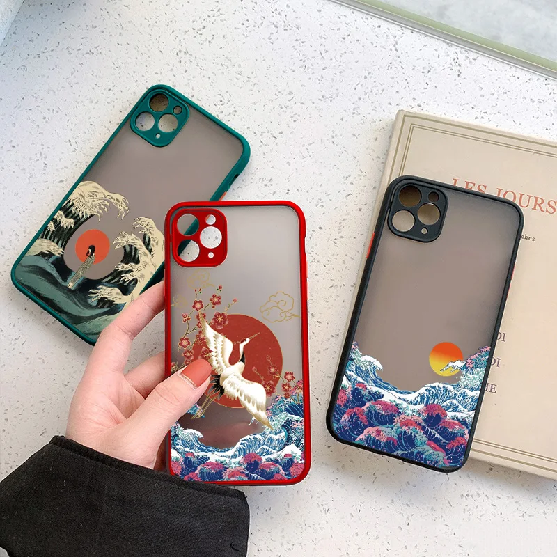 جراب هاتف لركوب الأمواج السحري لهاتف iPhone 12 11 13 14 16 pro MAX 15 14 7 8 Plus SE2 حافظات لهاتف iphone X XS XR Ukiyoe Wave Cover Fundas
