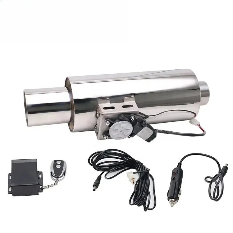 Universal Silver Car Exhaust Muffler with Valve Switch Valvetronic Exhaust End Pipe Valve Mufflers 159mm Body 550mm Length