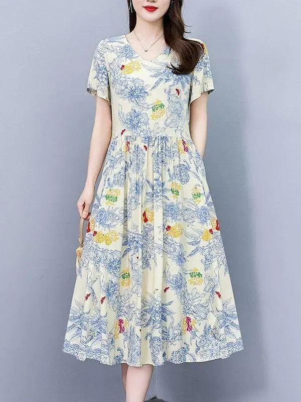 nuovo-abito-estivo-2025-in-cotone-e-seta-floreale-vestibilita-ampia-lunghezza-al-ginocchio-manica-corta-elegante-e-alla-moda-per-mamme-con-taschino-quadrato
