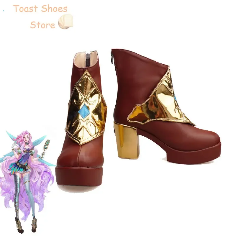 Game LOL Seraphine Cosplay Shoe PU Leather Shoes Halloween Carnival Boots Cosplay Prop Costume Prop