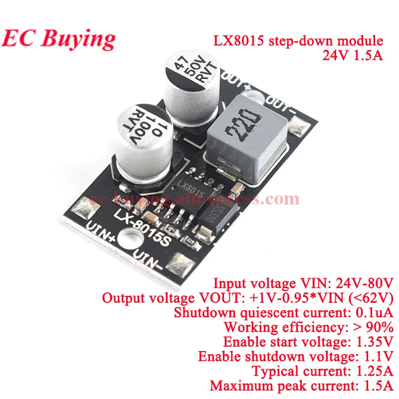1-10 pces lx8015 DC-DC ajustável step-down buck módulo de alimentação placa entrada 5-80v a 1-62v 1.5a saída 5v 12v 24v adj super xl7015