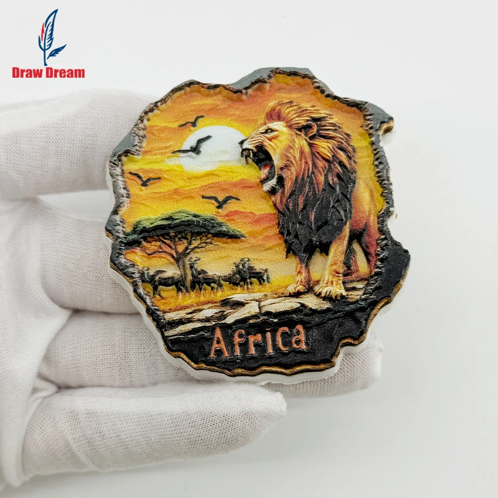 1Pc African Wild King Creative 3D Lion Refrigerator Magnet World Travel Souvenir Collection Suitable for Home and Office Decoration, Personalized Exclusive Travel Souvenir Magnetic Refrigerator Magnet, Home Decoration, Kitchen, Room, Office, Cabinet Crafts, Gifts, Holiday Souvenirs, Exquisite Small Gifts