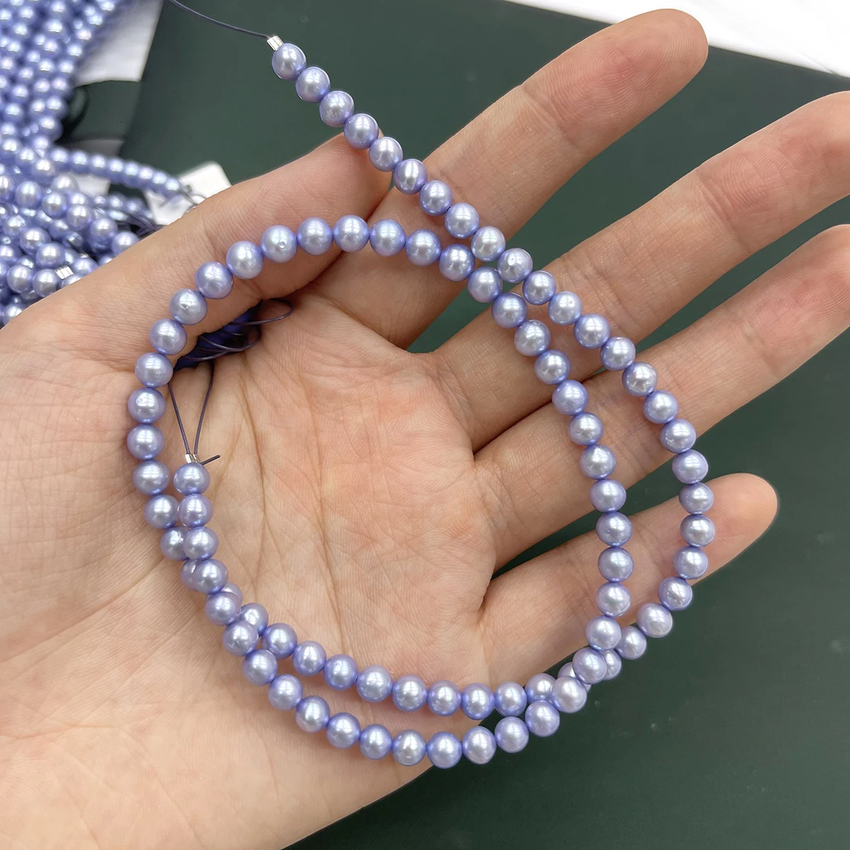 Natural Freshwater Pearl Violet-Blue Nearly Round Strung Bead Dyed Jewelry Making DIY Necklace Bracelet Earrings Accessory-4–5mm