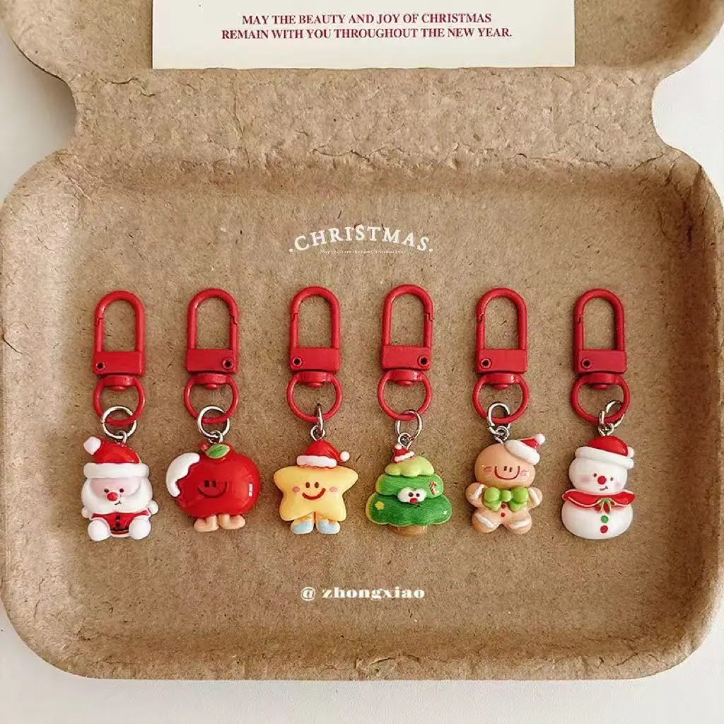 10-30Pcs Cute Cartoon Elk Santa Keychain, Christmas Party Birthday Spring Festival New Year Wedding Carnival Gift Commemoration