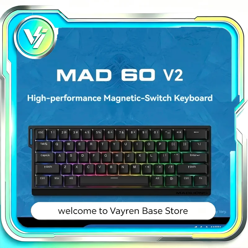 Madlions MAD60 V2 Magnetic Switch Gaming Keyboard 68 Keys 8K Polling 0.001mm RT RGB Low Latency for PC E‑sports Gaming Desktop