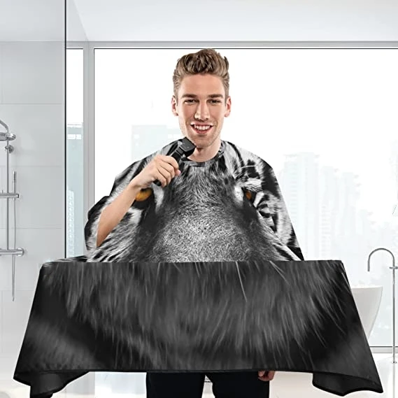 Barbershop Haarschnitt Schürze Tiger Löwe Muster Friseur Kleid Wasserdichte Haarstyling Capes Antistatische Friseur Mantel Werkzeug – Detail 8