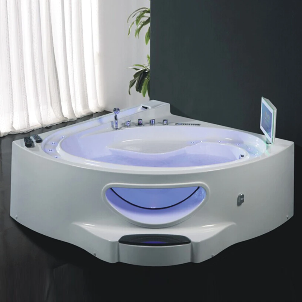 &c Adult Hydromassage Acrylic Corner Bathtub with Drainer Modern Design for Hotel Use Capacity Combo Massage