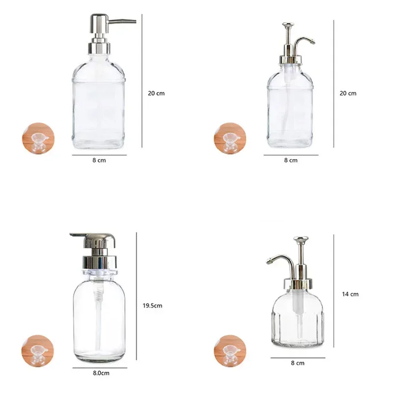 Nordic Press Nozzle Mouth Glass Bottle Hand Sanitizer Liquid Soap Solution Lotion Shower Gel Pump Bottle Bathroom Storage Bottle