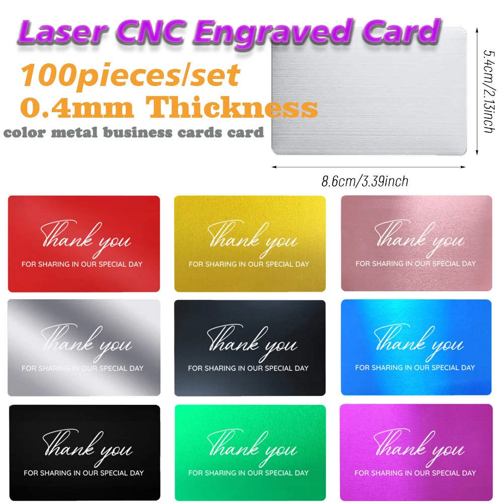 

100Pcs/set 0.4mm Customer Customization Engraving DIY Card Laser Engraver Metal Cards Aluminum Blank Laser CNC Engraved Card