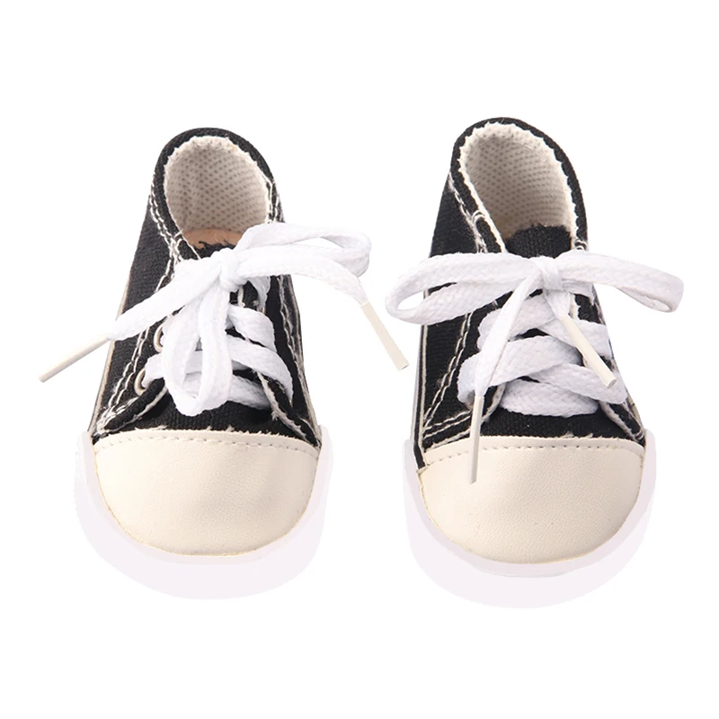 18\'\' Doll Accessories Fashion Doll Shoes Socks For 43 Cm Baby New Born Doll s White Pink Sneakers Lace-Up Canvas Mini Shoes