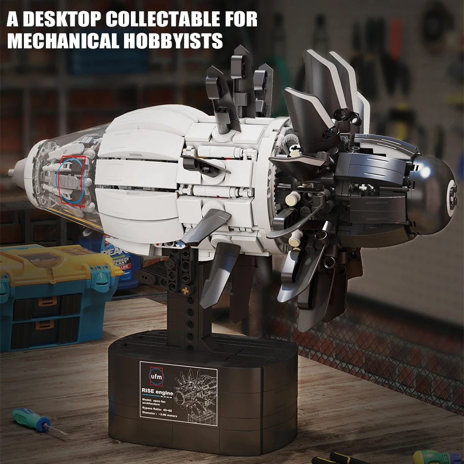 MOC RISE-Motor de avión eléctrico, bloques de construcción, potencia de Motor, aviación, Turbofan, montaje de Motor, ladrillos, juguetes, regalo para niños y adultos