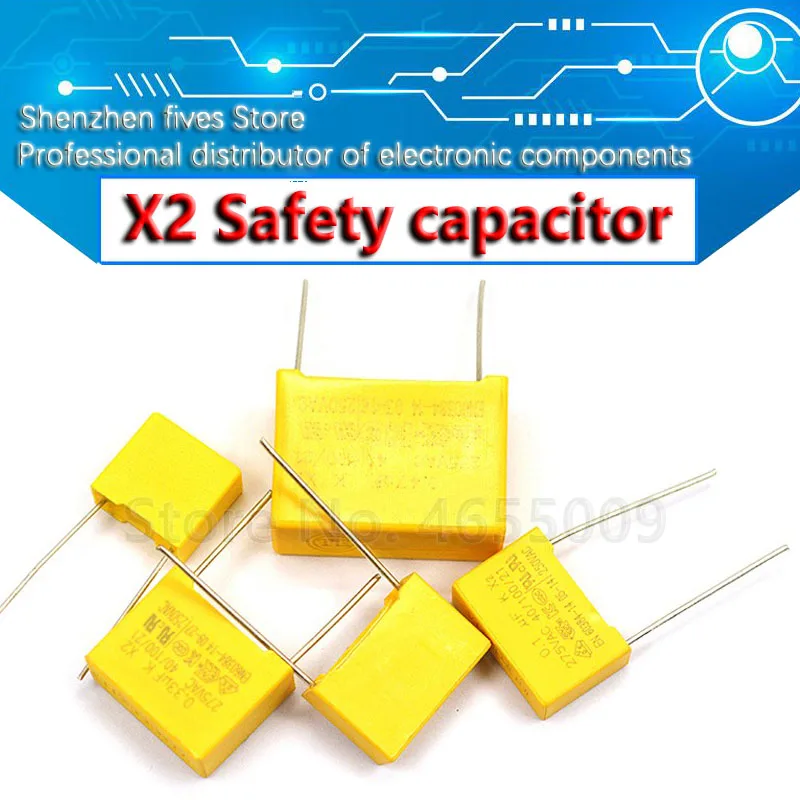 10pcs 275VAC capacitor X2 series 0.01UF ~ 2.2UF Polypropylene film capacitor New 10nf 100nf 150nf 200nf 680nf 470nf 1UF