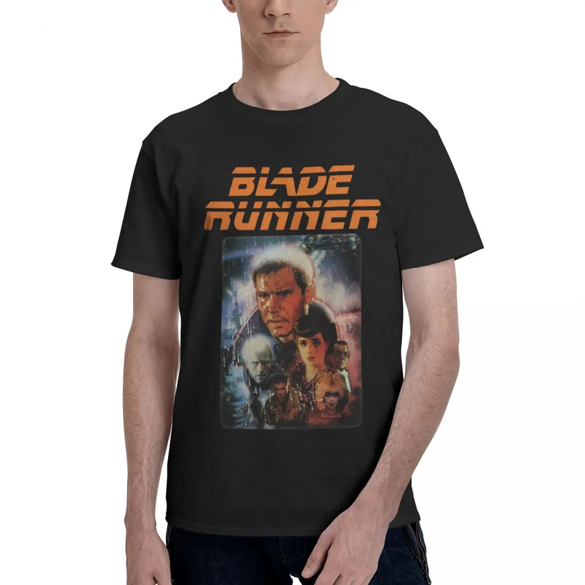 Men Blade Runner Retro T Shirt Vintage Big Size Cotton Crewneck Short Sleeve Shirts